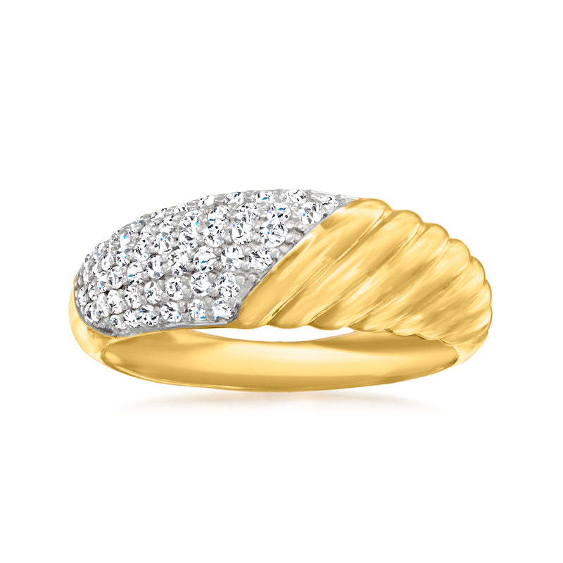 14kt yellow gold pave diamond shrimp ring