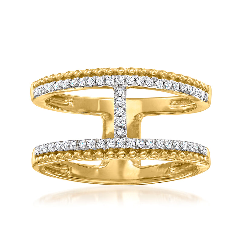 18kt gold over sterling diamond milgrain open-space ring