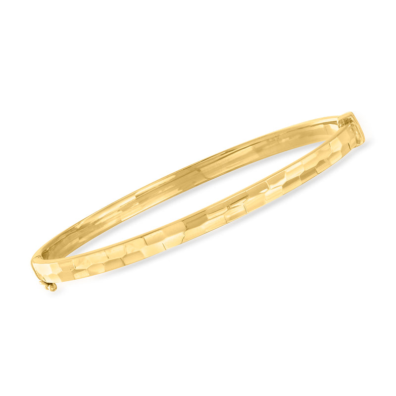 Gold over sterling checkered bangle bracelet, gold-tone finish