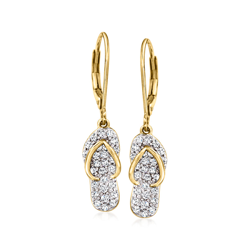 Gold-over-sterling diamond flip-flop drop earrings with leverback hooks