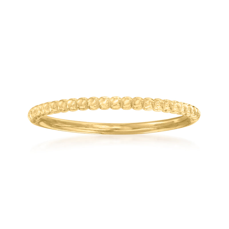 14kt yellow gold beaded band ring with small raised bead texture