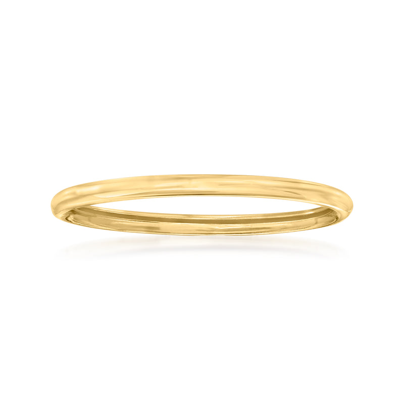 Italian 14k yellow gold band ring, smooth rounded profile