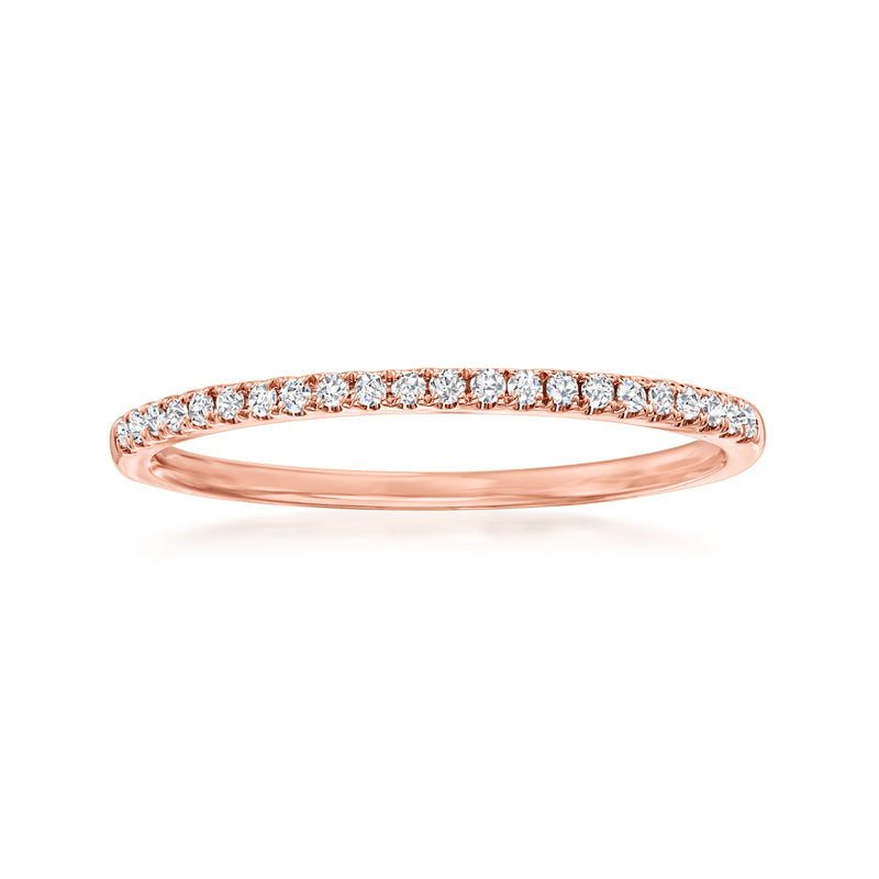 14kt rose gold diamond band with pave-set stones