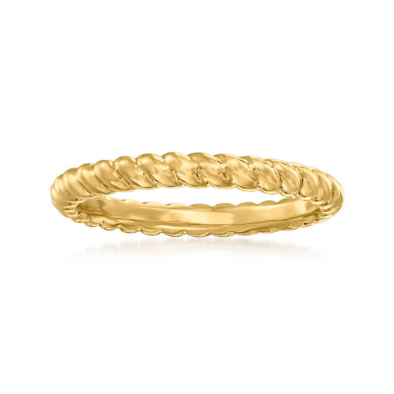 14kt yellow gold twisted band ring with braided texture