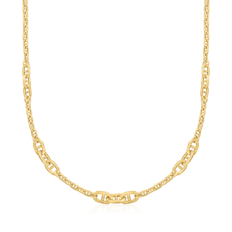 Gold over sterling anchor-link chain necklace with oval links