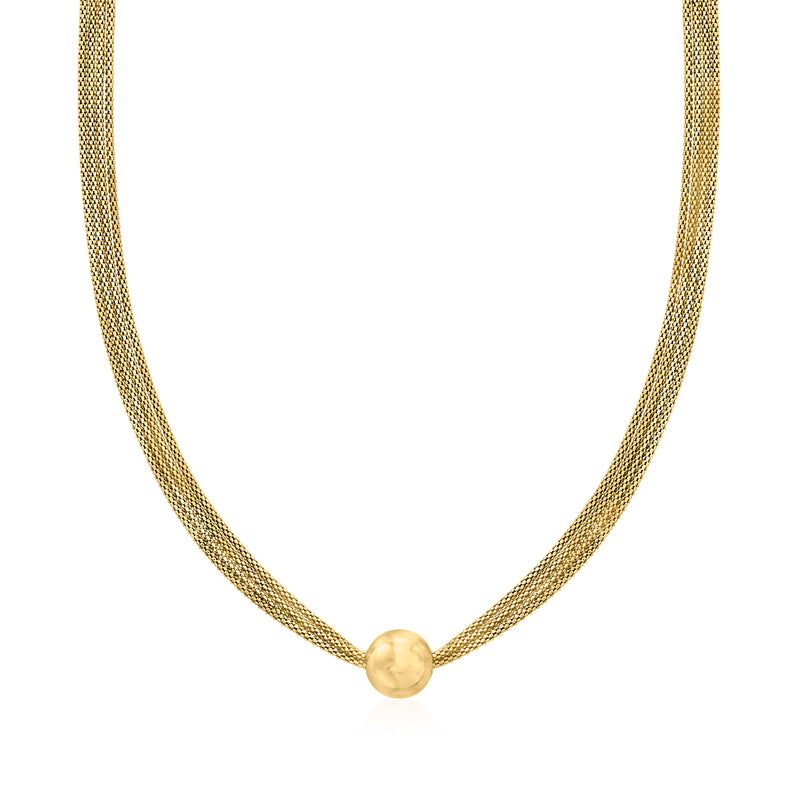 18kt gold over sterling popcorn-chain bead necklace with round center clasp