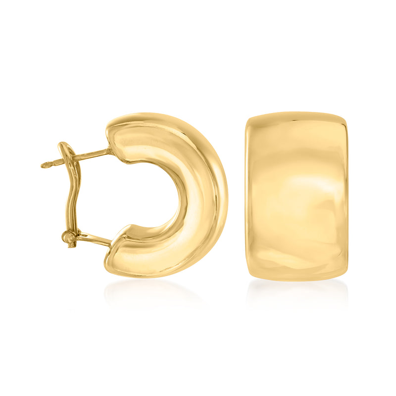 Gold over sterling wide C-hoop earrings with post backs