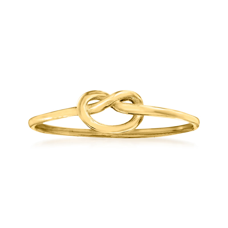 14kt yellow gold love-knot ring, polished open-loop design