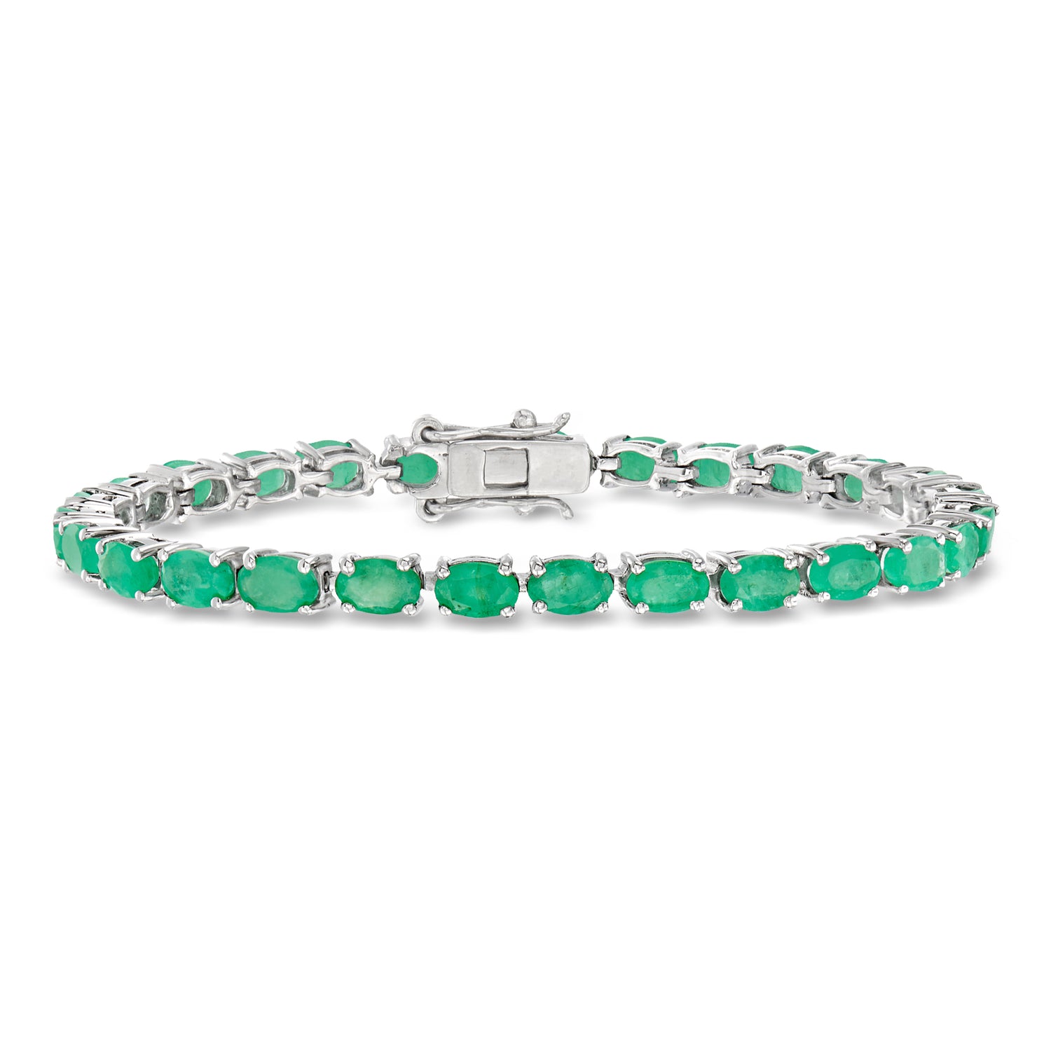 11.00 ct. t.w. Emerald Tennis Bracelet in Sterling Silver