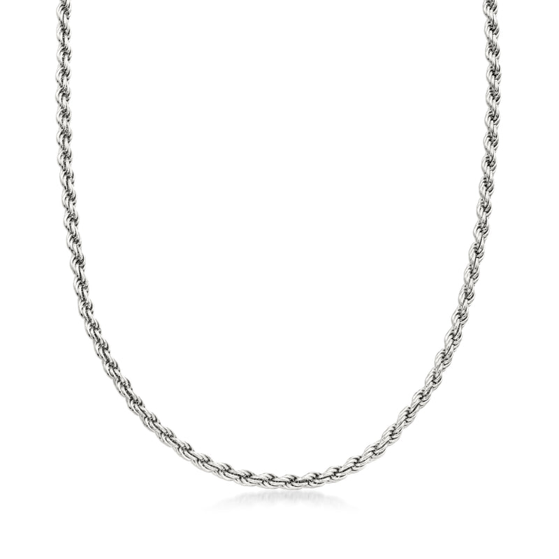 Sterling silver rope chain necklace with twisted round links, 3.5 mm
