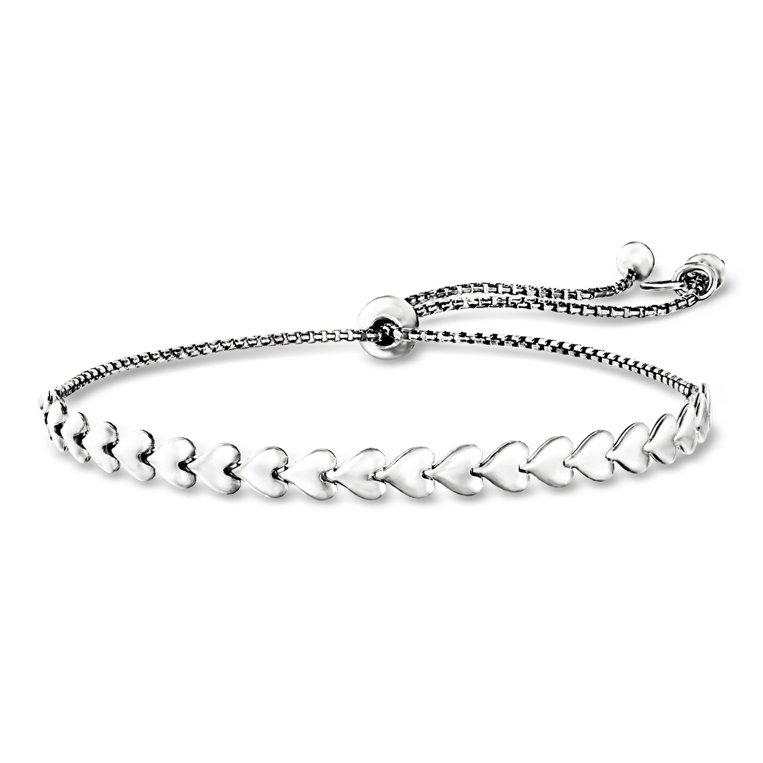 Italian Sterling Silver HeartLink Bolo Bracelet