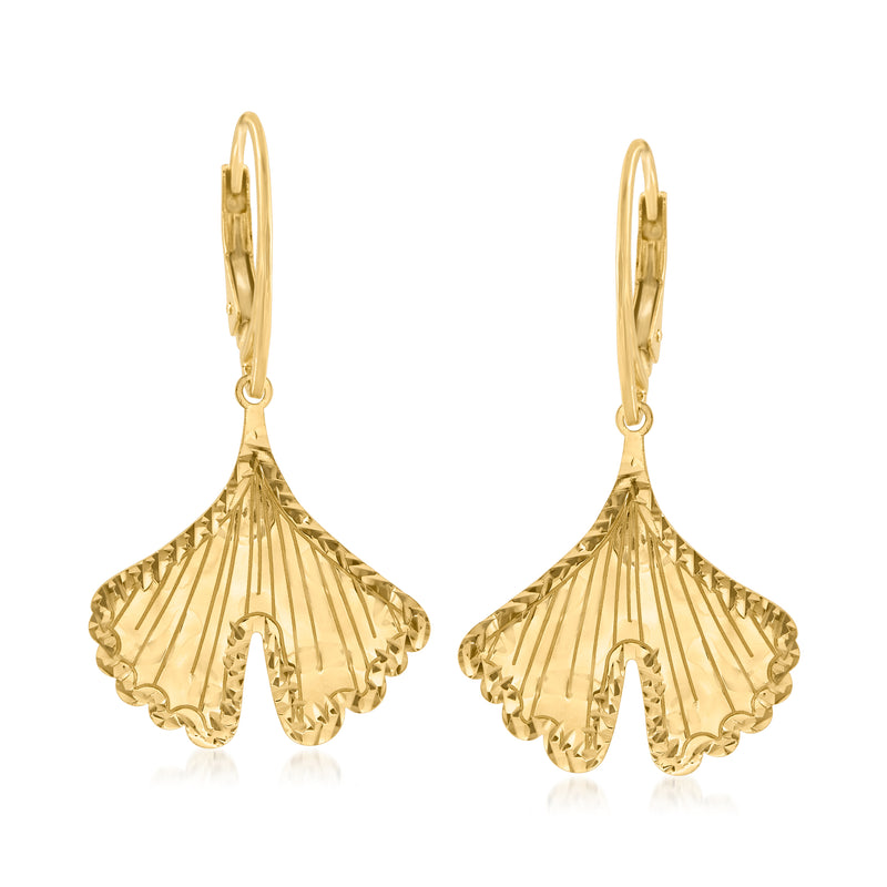 Gold-tone ginkgo leaf drop earrings with leverback closures
