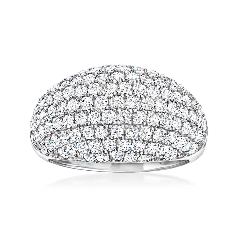 14kt white gold pave diamond dome ring