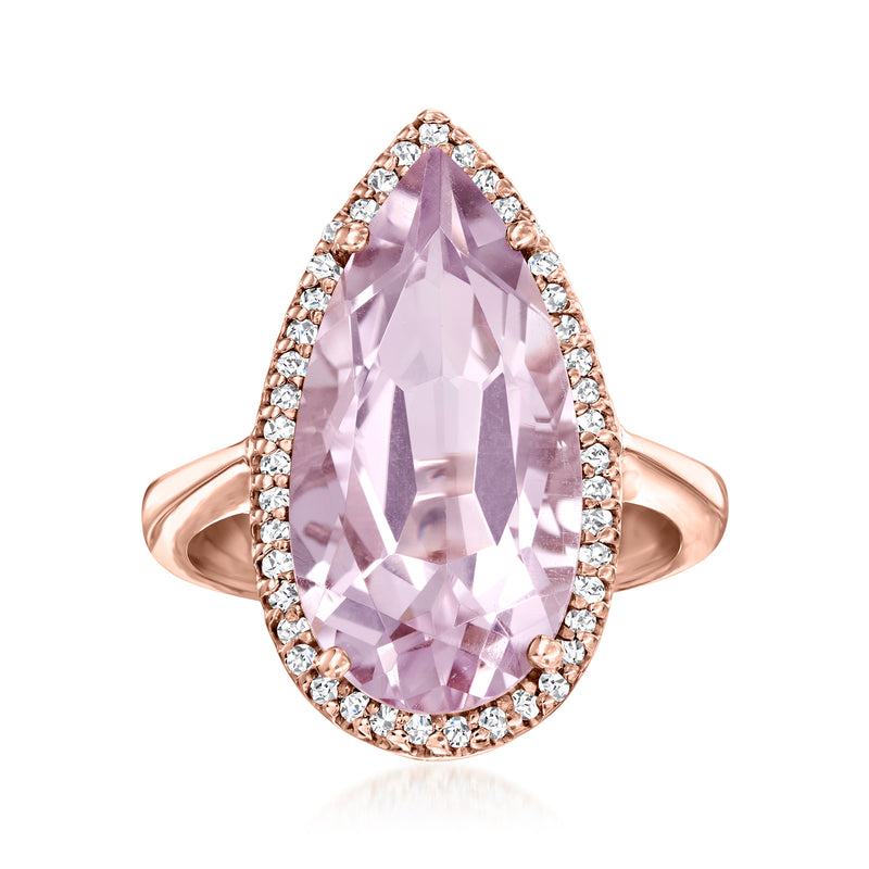 Pear-shaped amethyst and diamond ring in 14kt rose gold