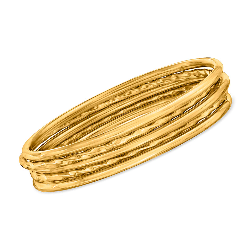 Gold-tone twisted polished bangle bracelet