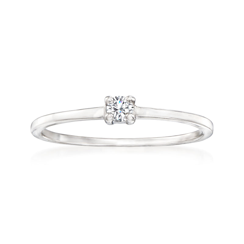 Sterling silver ring with three round diamonds on a thin band