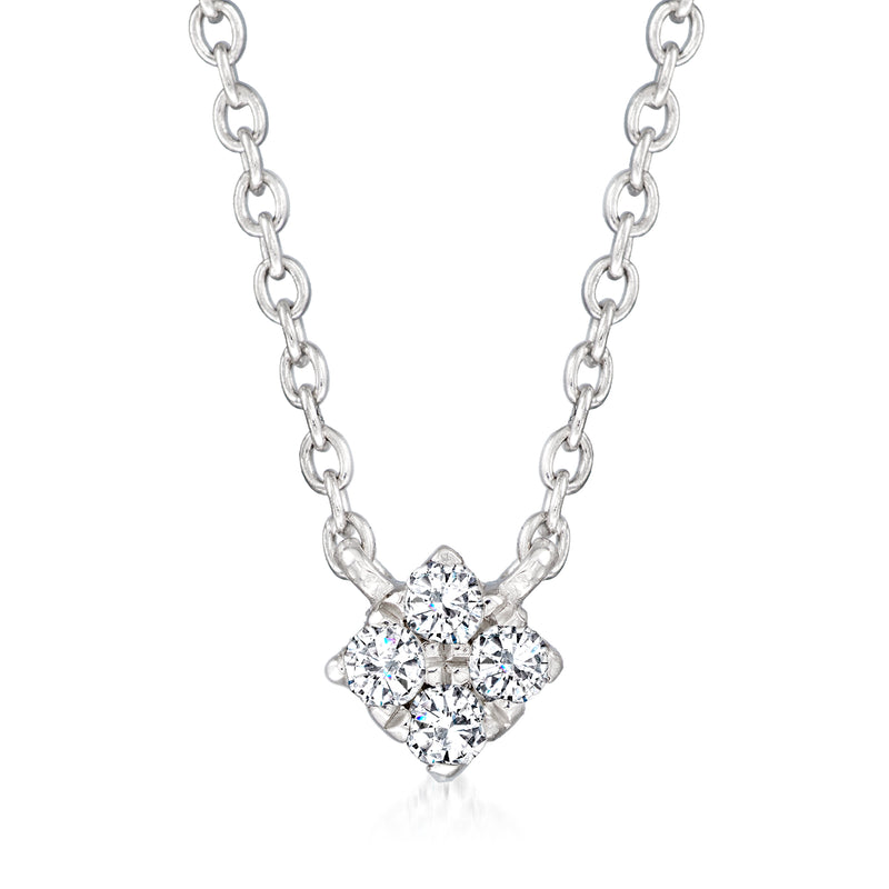 Sterling silver four-stone diamond pendant necklace with round brilliant stones
