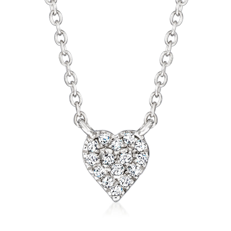 Sterling silver diamond heart necklace with pavé heart pendant