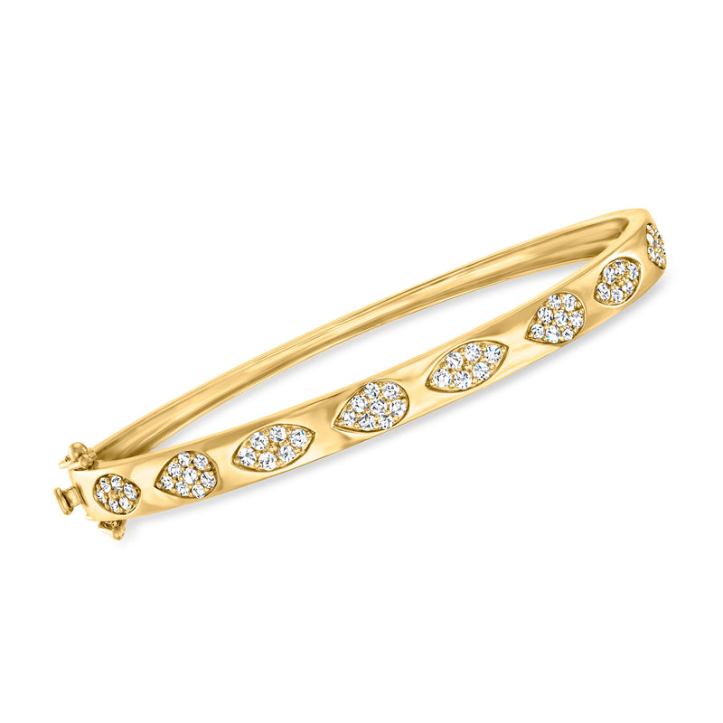 14kt yellow gold geometric diamond cluster bangle bracelet with marquise settings