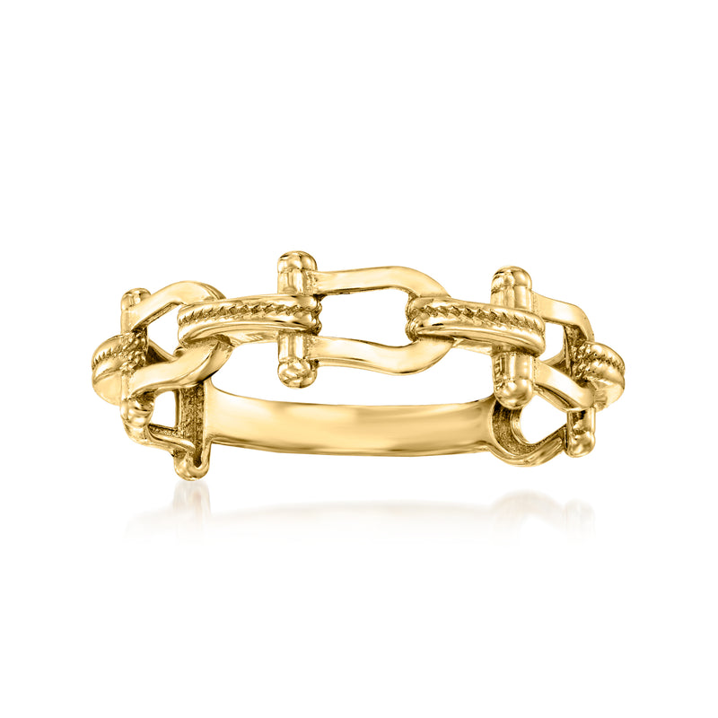 14kt yellow gold buckle-link ring with linked buckle details
