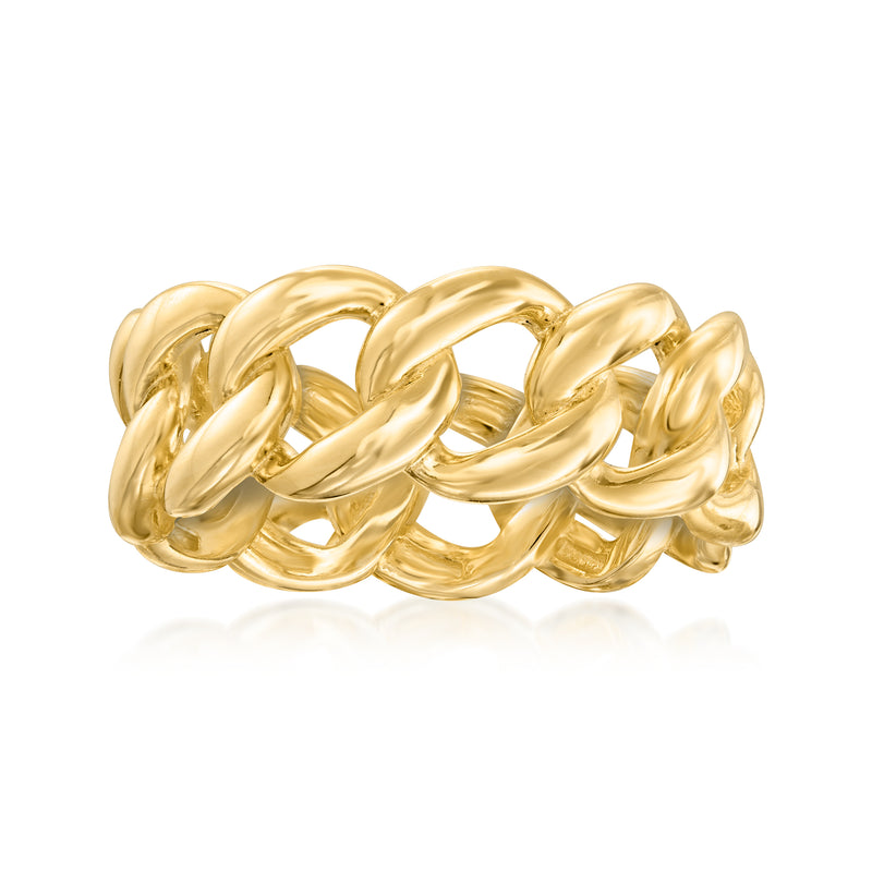 18kt gold over sterling curb-link ring with chunky interlocking chain links
