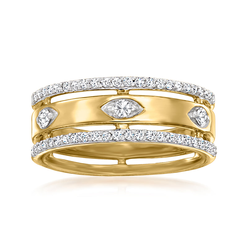 Diamond open-space ring in gold over sterling with diamond accents