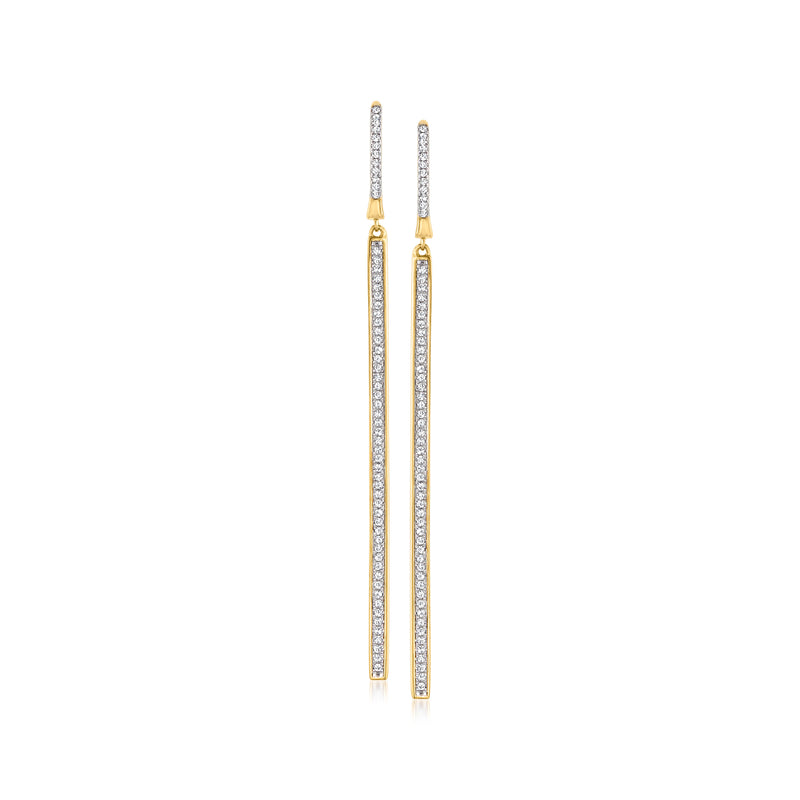 18kt gold over sterling diamond linear drop earrings