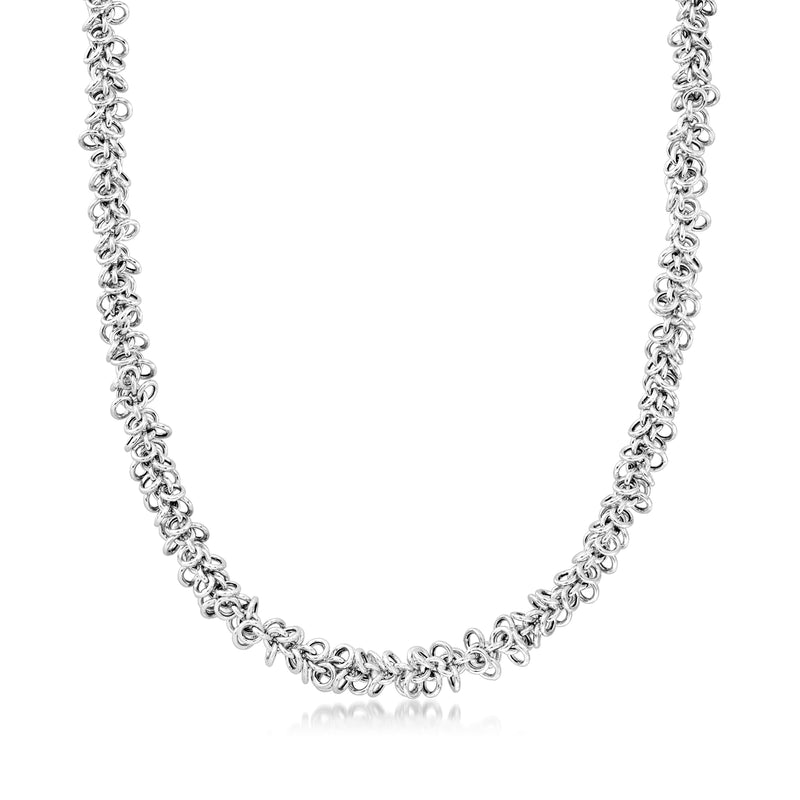 Sterling silver confetti chain necklace with scalloped links