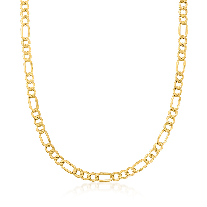 10kt yellow gold figaro-link necklace with oval chain links