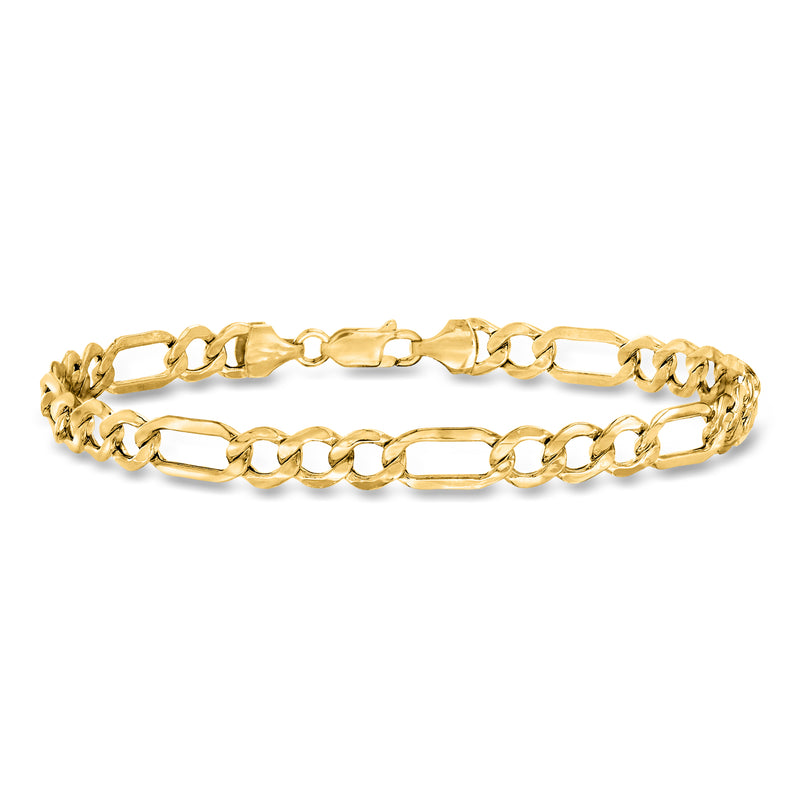 10kt yellow gold figaro-link bracelet with alternating linked shapes