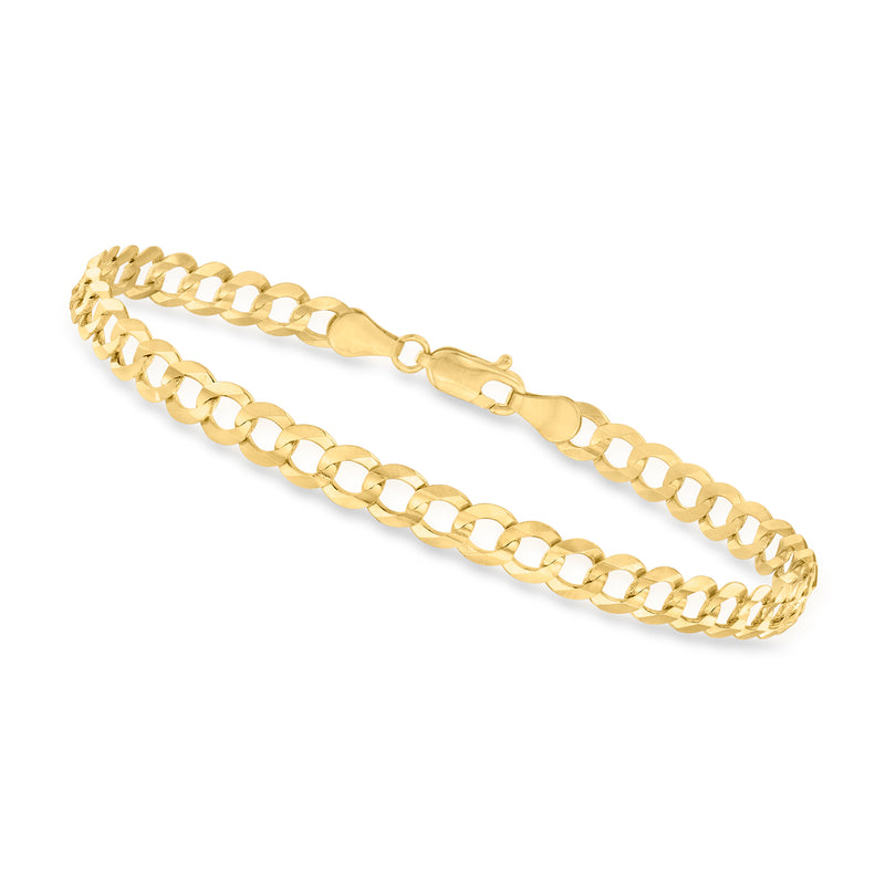 10kt yellow gold curb-link bracelet with polished chain links and end clasp