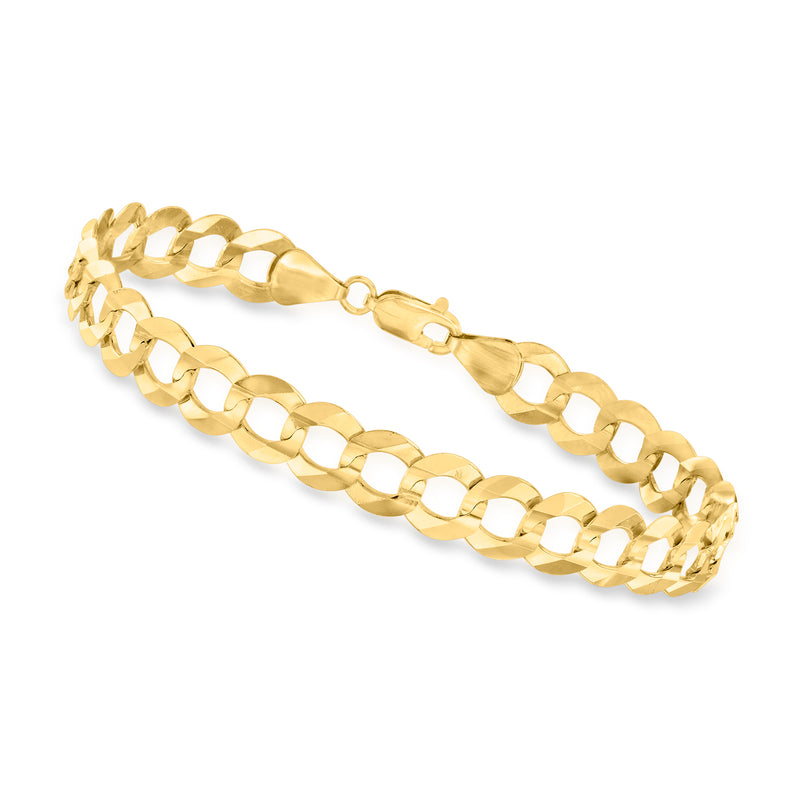 10kt yellow gold curb-link bracelet with oval end links and small clasp