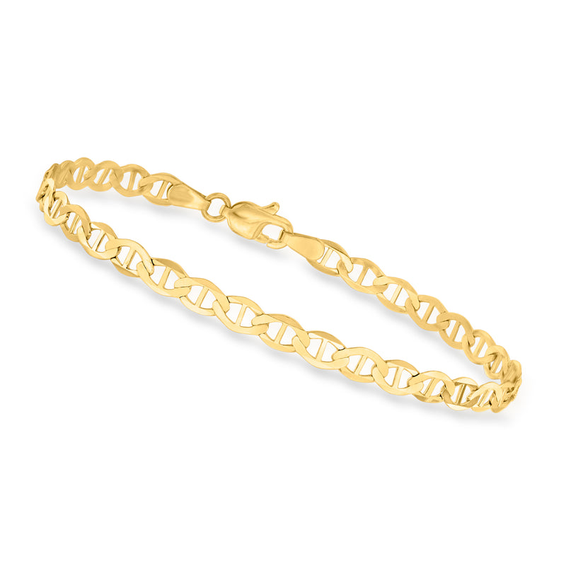 Yellow gold mariner-link bracelet with integrated clasp and polished links