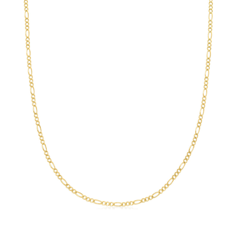 10kt yellow gold figaro-link necklace, fine chain with oval and bar links