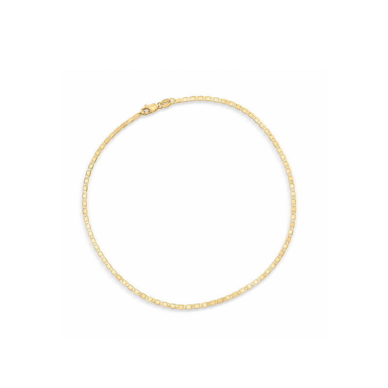 10kt yellow gold mariner-link anklet with small oval chain links