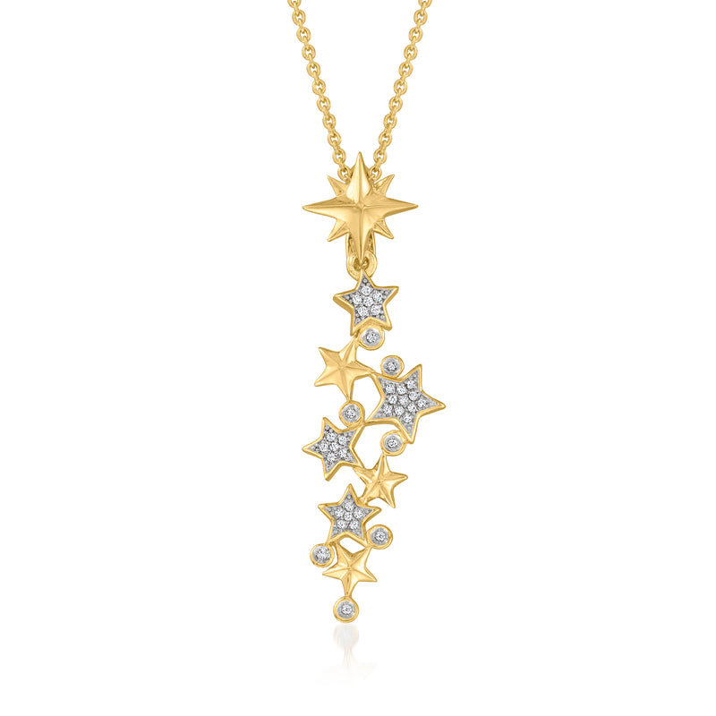 18kt gold over sterling necklace with star-shaped diamond-accented celestial pendant