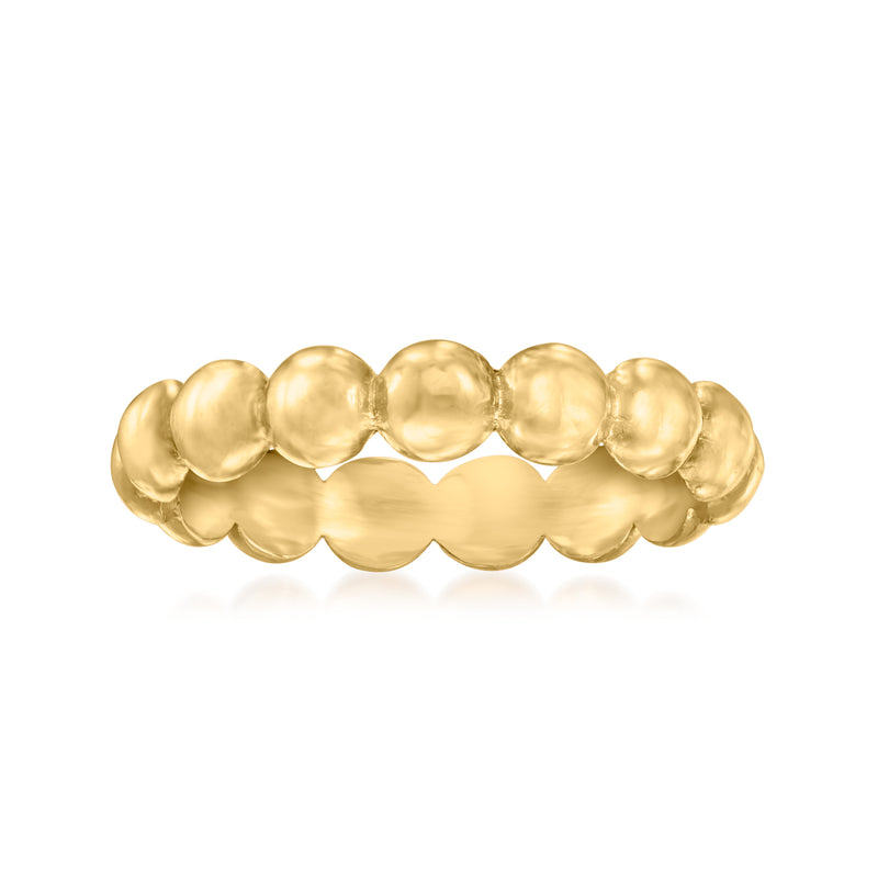 Gold over sterling beaded ring with row of rounded disc beads across top