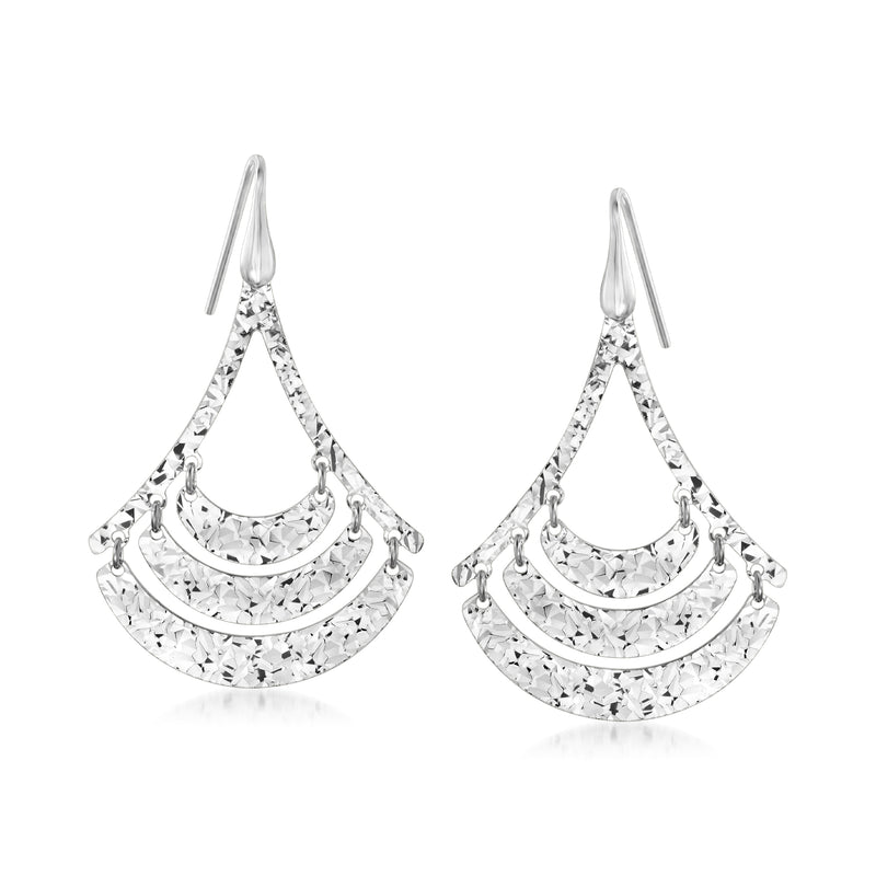 Sterling silver fan drop earrings with earwire hooks