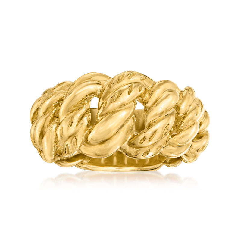 Gold-tone over sterling graduated link ring with sculpted chain texture