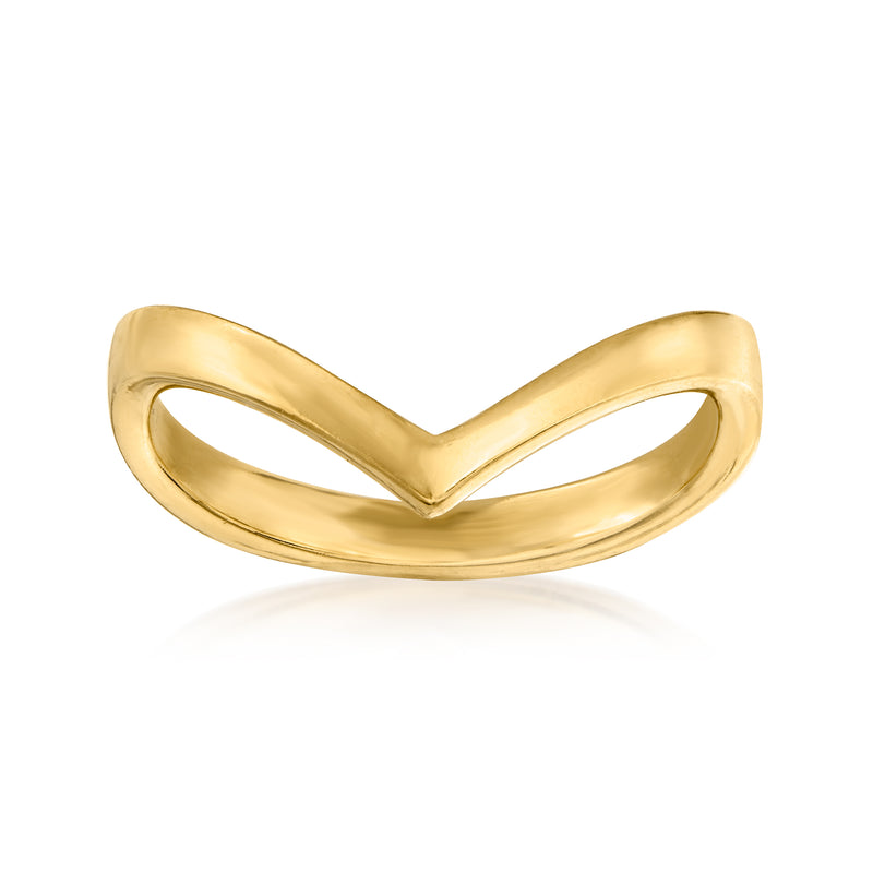 V-shaped gold-over-sterling ring with polished chevron cutout