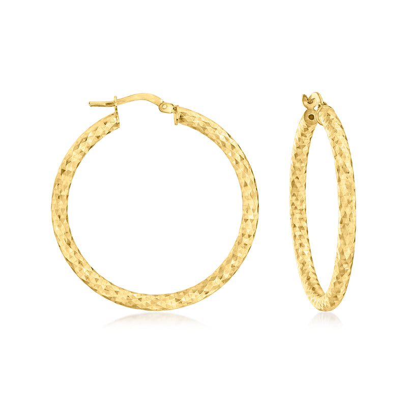 18kt gold over sterling geometric-textured hoop earrings