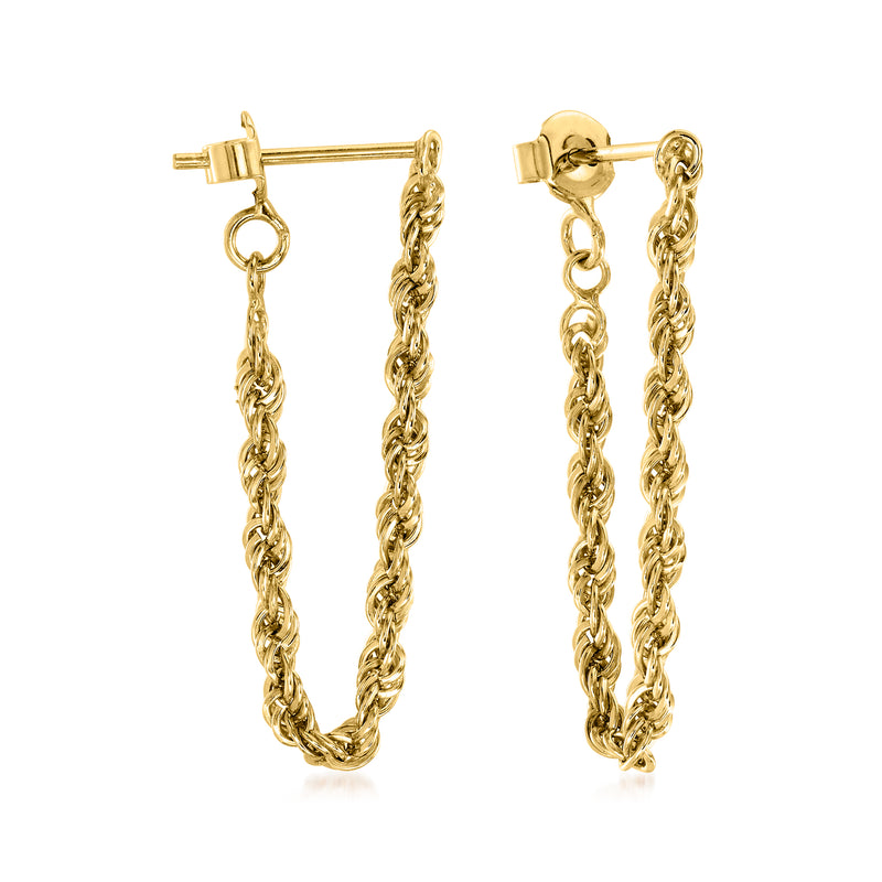 Gold over sterling endless rope-chain drop earrings with stud posts