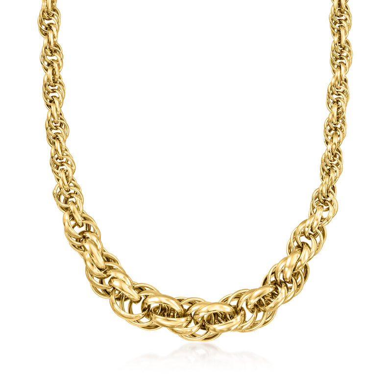 18kt gold over sterling graduated rope-chain necklace with coiled link design
