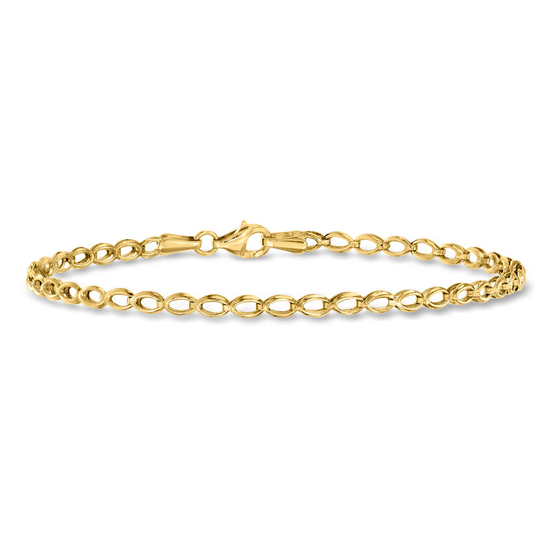 14kt yellow gold oval-link bracelet, interlocking oval chain links