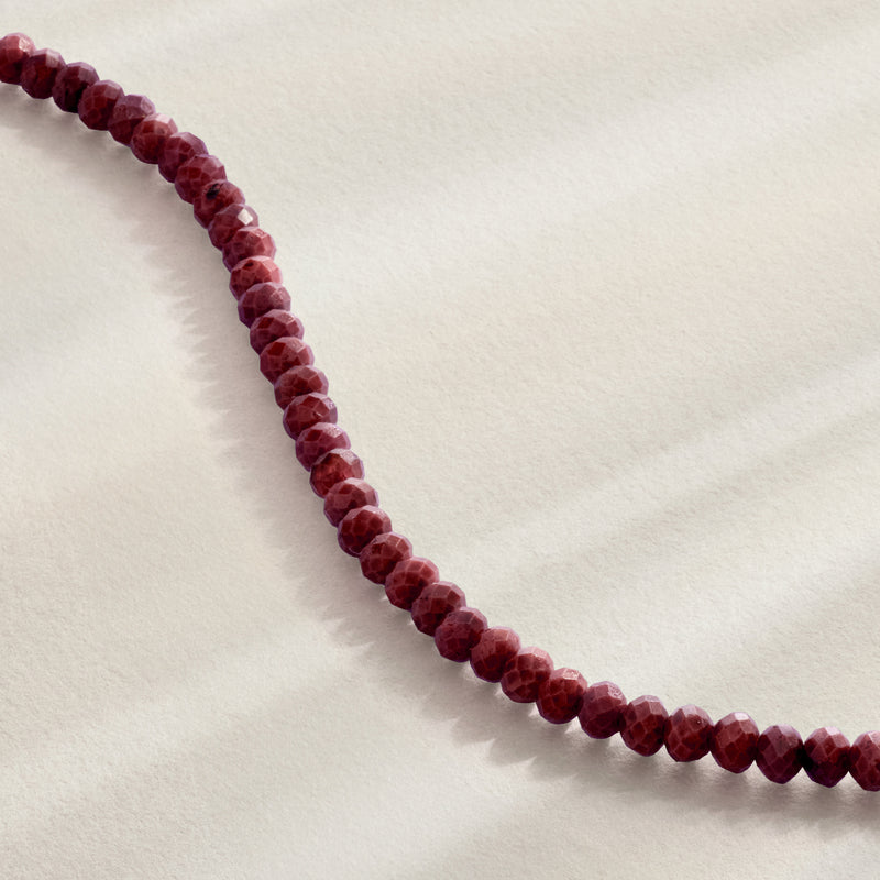 Rope-style bracelet strand of faceted ruby beads