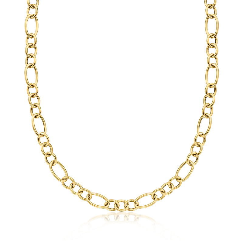 Italian 18kt gold-over sterling silver round and oval-link necklace