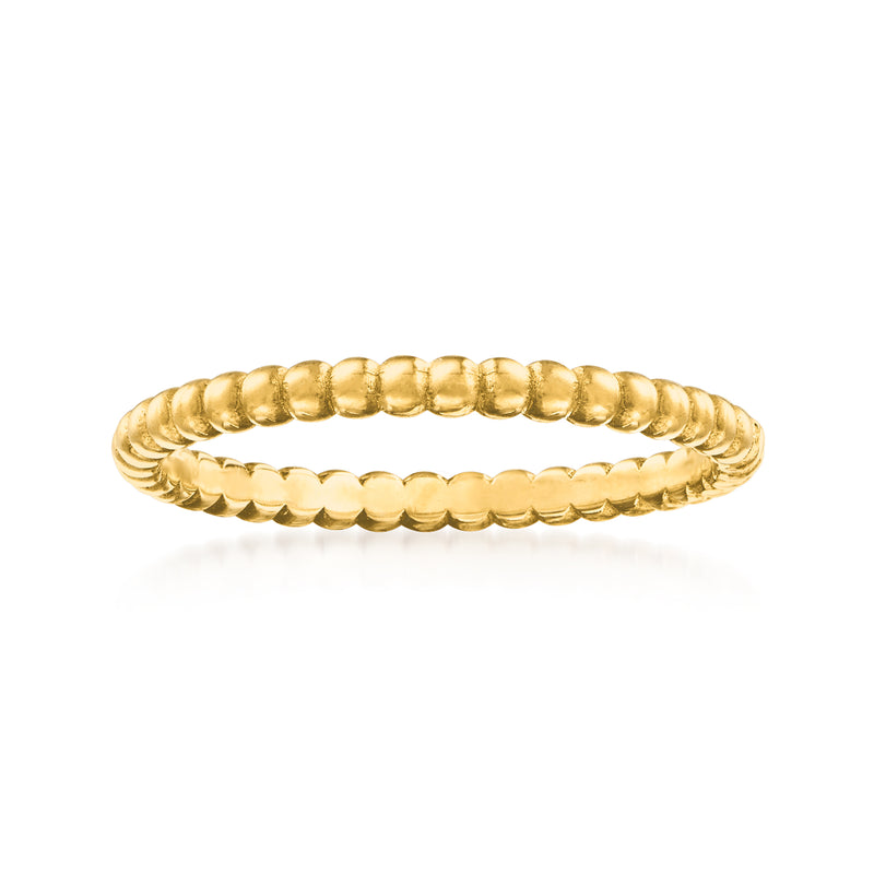 14kt yellow gold beaded ring, wide band with rounded bead texture