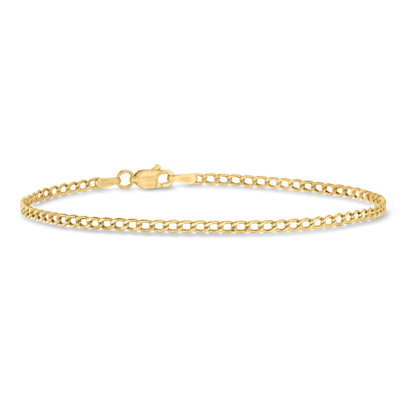 10kt yellow gold curb-link bracelet with lobster clasp, oval chain links