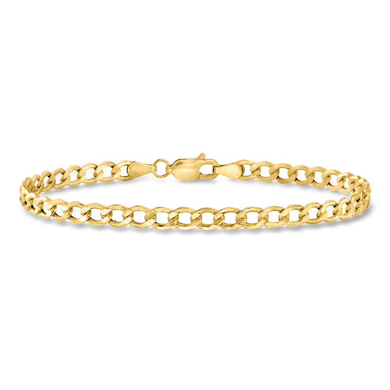 10kt yellow gold curb-link bracelet with oval links and lobster clasp