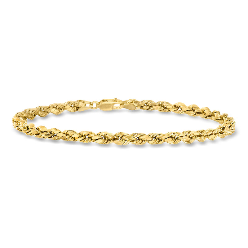 Men's 10kt yellow gold rope-chain bracelet with twisted rope links